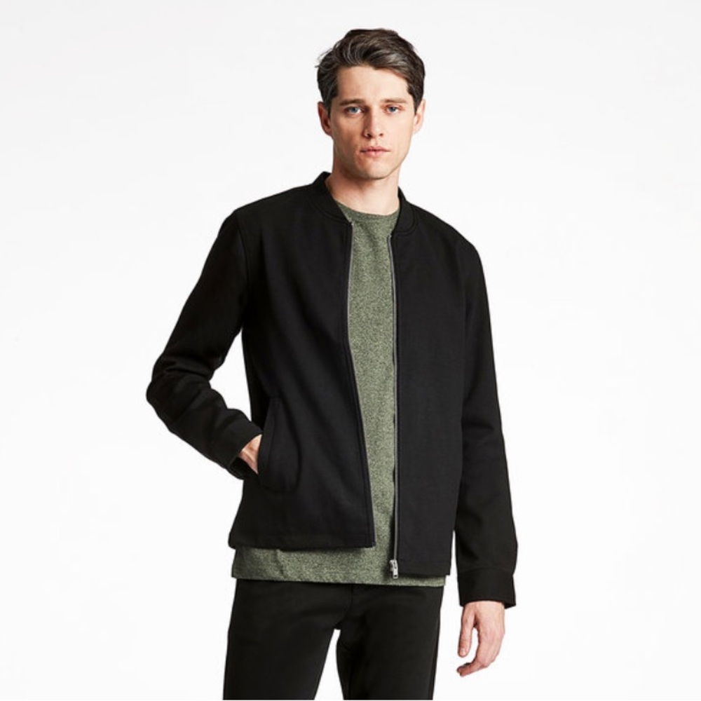 LINDBERGH WHITE Men’s Black Lined Silver Zipper Front Jacket